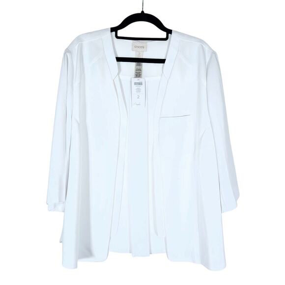Chicos Womens Blazer 2 White Lightweight Vintage Jacket Clean Girl Classic Fit - Picture 1 of 13